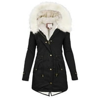 Zimske jakne kaputi za žene plus veličine plišane kapuljače od kapuljače zgusnuta topla puhača niz zip