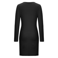 Haljine za žene jesen i zimski rulver Classic Fashion Okrugli vrat Labavi povremena odjeća Crna S - 6XL