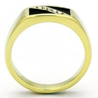 Luxe nakit dizajnira muški Zlatni IP prsten od nerđajućeg čelika sa prozirnim kristalima i Crnom epoksidnom