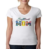 Divlji Bobby, šarena mama za Softball, Majčin dan, ženska majica s V izrezom, Bijela, X-velika
