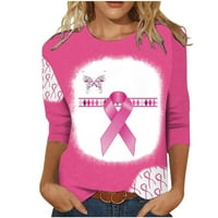 Owordtank Plus Size veličine raka dojke plus ženske ružičaste majice na rukavima ružičaste ružičaste ružičaste
