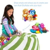 Posh Creations torba za pasulj Stuffable Cover-Organizator igračaka, Meki pokrivač, deca, ft, zelene pruge