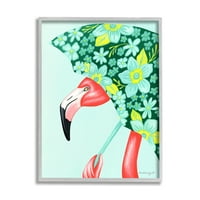 Stupell Industries Ljetregovi ružičasta flamingo cvjetna latica uzorka kišobran grafička umjetnost siva