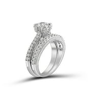DIAMONICE 0. Sterling srebrna 1. Carat Bijeli kubni cirkonijski prsten za žene