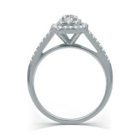 Zauvijek mladenka Carat T.W. Emerald Halo Diamond KT bijeli zlatni zaručni prsten