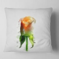 Designart Žuta ruža sa crtežom parom - jastuk za bacanje cvijeća-18x18