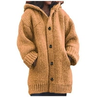 Ženski vrhovi zimski kaputi za žene žene Casual Jumper labavi pleteni džemper dugi topli Hoodie Tops dugmad