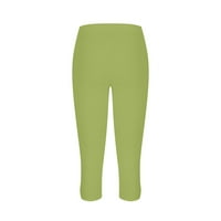 Ženske ljetne pantalone za jogu Kapri rastezljive pantalone za teretanu visokog struka, zelene, XXL