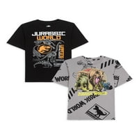 Jurassic World Boys Grafička Majica, 2 Pakovanja, Veličine 4-18
