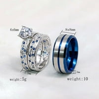 Parovi prstenovi srebro srebro plavi dijamant vjenčani prsten vjenčani Setovi muški Titan vjenčani prsten