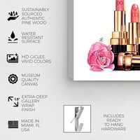 Wynwood Studio Fashion and Glam Wall Art Canvas Prints 'Doll Memories - Beauty Lips' Makeup-Pink, Gold
