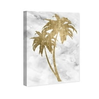 Wynwood Studio Floral and Botanical Wall Art Canvas Prints' Palm Tree Gold III ' Trees-Gold, White