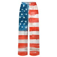Ljetno čišćenje muške hlače za muške u školi Trendi Muška modna labava Ležerna Nezavisnosti Ispiši široke džepove nogu Sportska pantalona Red XL