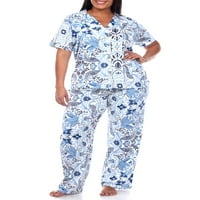 Bijela marka ženskih kratkih rukava i hlača Tropska pidžama set