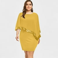 Ljetne haljine za žene rukav kratki seksi a-kroj štampani okrugli izrez dnevna haljina žuta XXXL