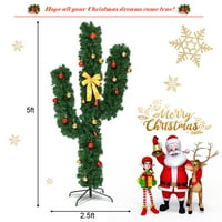 Gimna 5ft umjetna pred-lit kaktusa božićna stablo W Metalni štand kuglični ukrasi